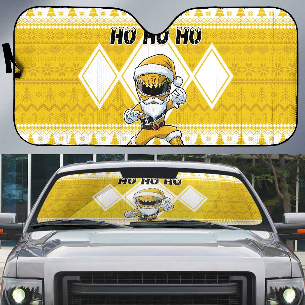 Power Yellow Ranger Santa Claus Auto Sun Shade Funny Christmas - Wonder Print Shop