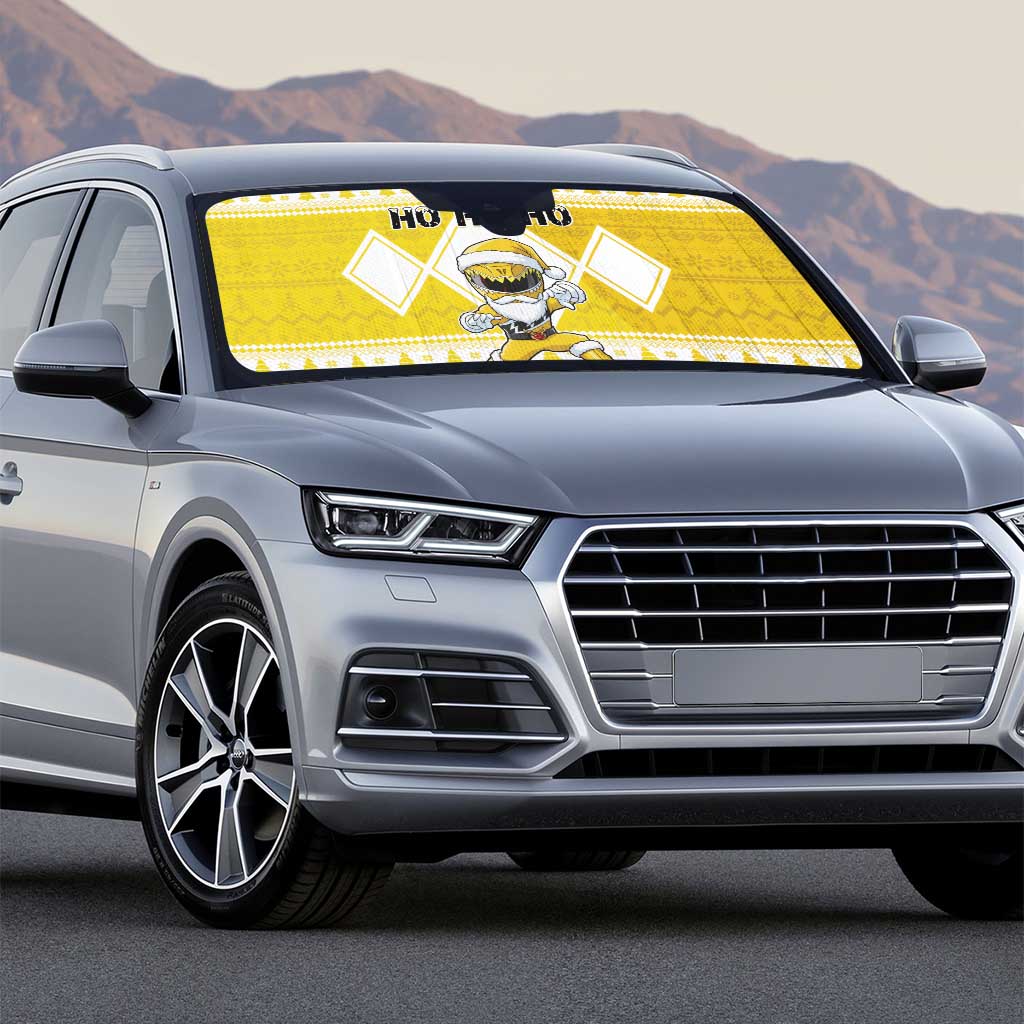 Power Yellow Ranger Santa Claus Auto Sun Shade Funny Christmas - Wonder Print Shop