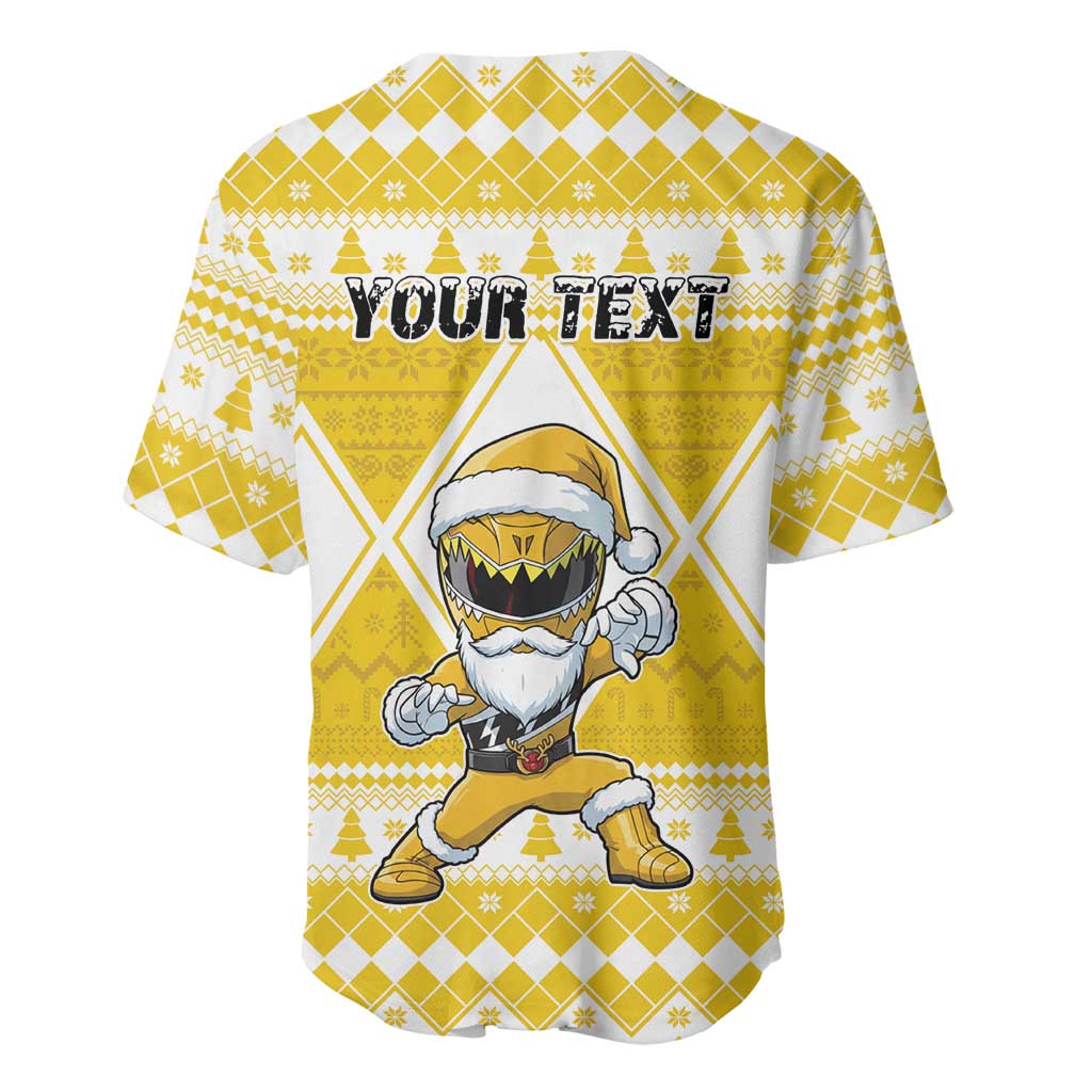 Personalized Power Yellow Ranger Santa Claus Baseball Jersey Funny Christmas - Wonder Print Shop