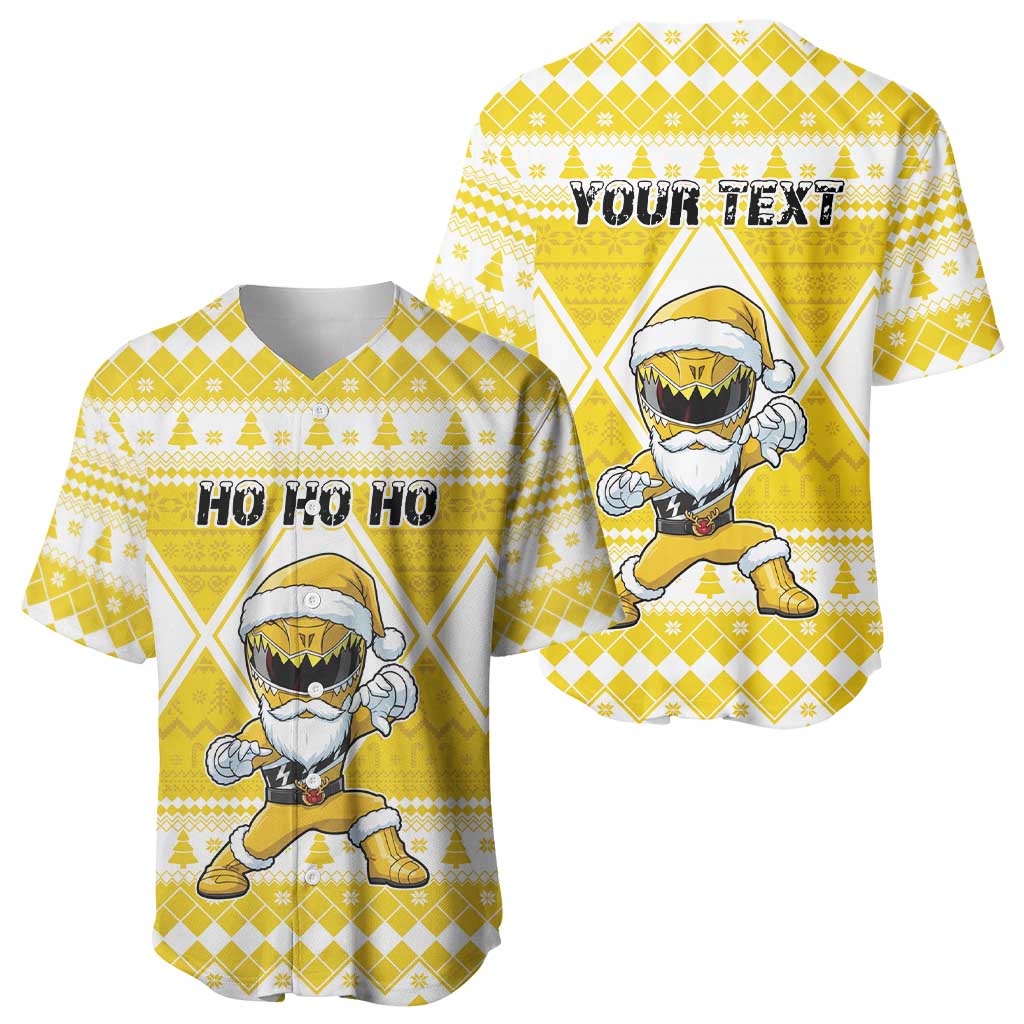 Personalized Power Yellow Ranger Santa Claus Baseball Jersey Funny Christmas - Wonder Print Shop