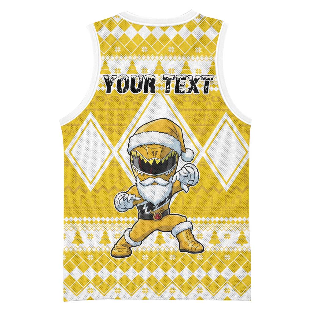 Personalized Power Yellow Ranger Santa Claus Basketball Jersey Funny Christmas - Wonder Print Shop