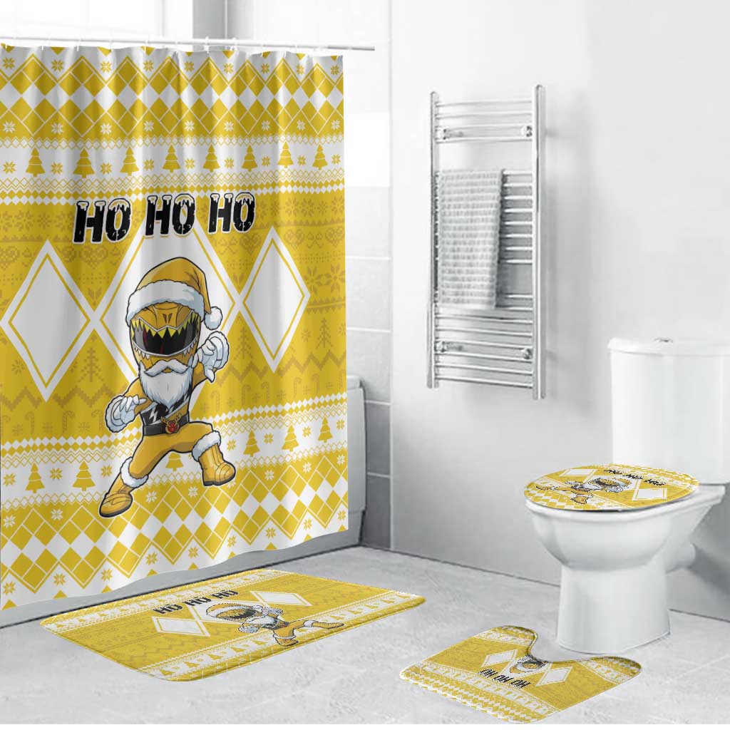 Power Yellow Ranger Santa Claus Bathroom Set Funny Christmas - Wonder Print Shop
