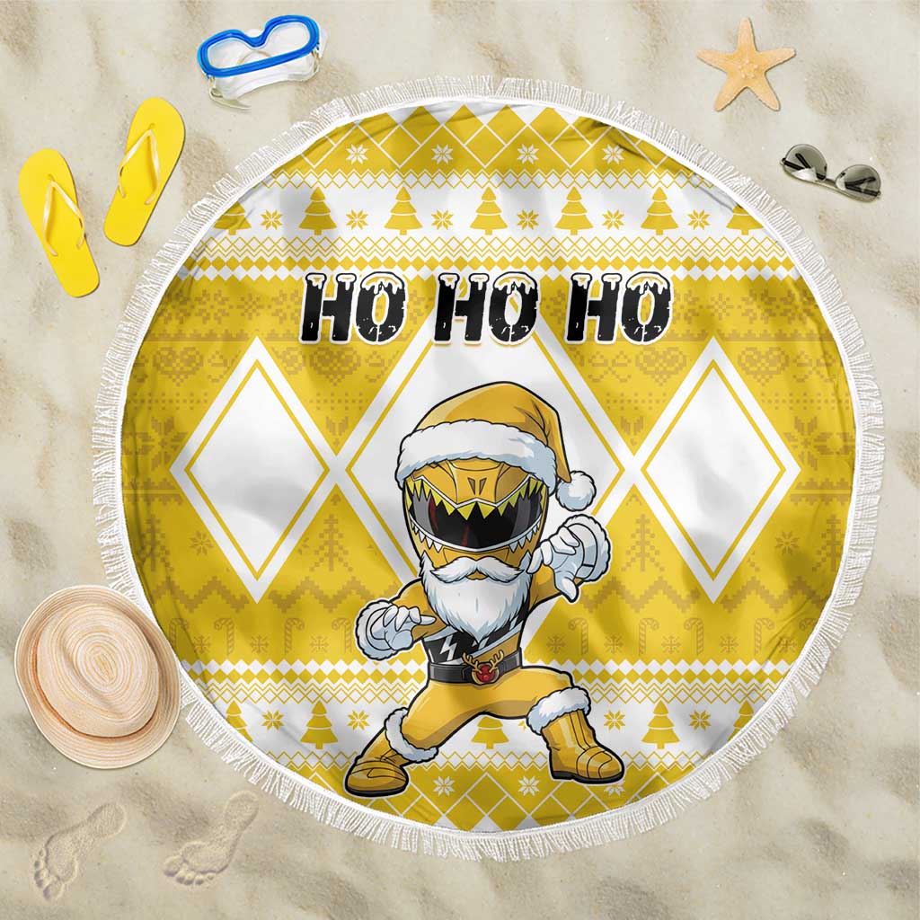 Power Yellow Ranger Santa Claus Beach Blanket Funny Christmas - Wonder Print Shop