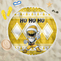 Power Yellow Ranger Santa Claus Beach Blanket Funny Christmas - Wonder Print Shop