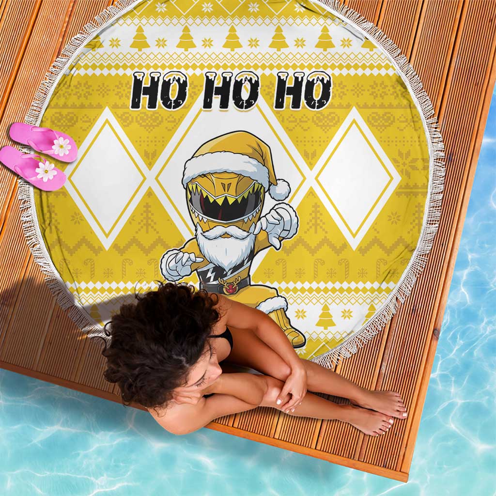 Power Yellow Ranger Santa Claus Beach Blanket Funny Christmas - Wonder Print Shop