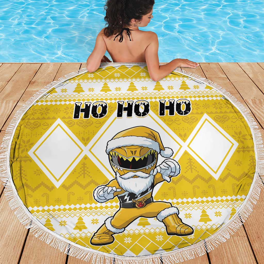Power Yellow Ranger Santa Claus Beach Blanket Funny Christmas - Wonder Print Shop