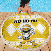 Power Yellow Ranger Santa Claus Beach Blanket Funny Christmas - Wonder Print Shop