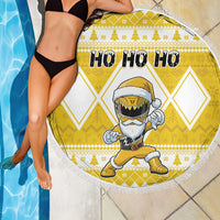 Power Yellow Ranger Santa Claus Beach Blanket Funny Christmas - Wonder Print Shop