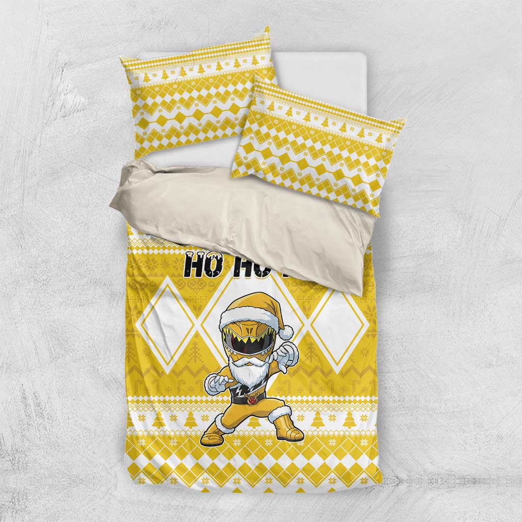 Power Yellow Ranger Santa Claus Bedding Set Funny Christmas - Wonder Print Shop