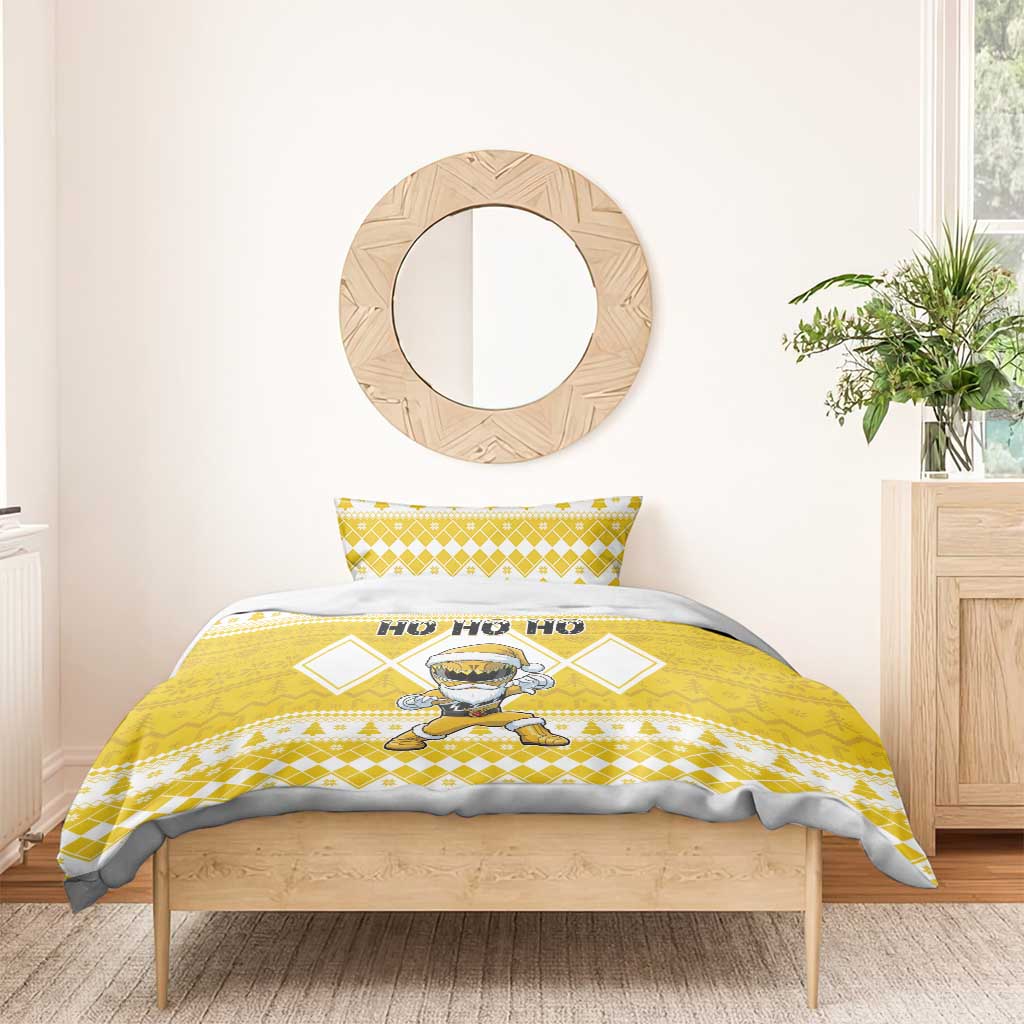 Power Yellow Ranger Santa Claus Bedding Set Funny Christmas - Wonder Print Shop