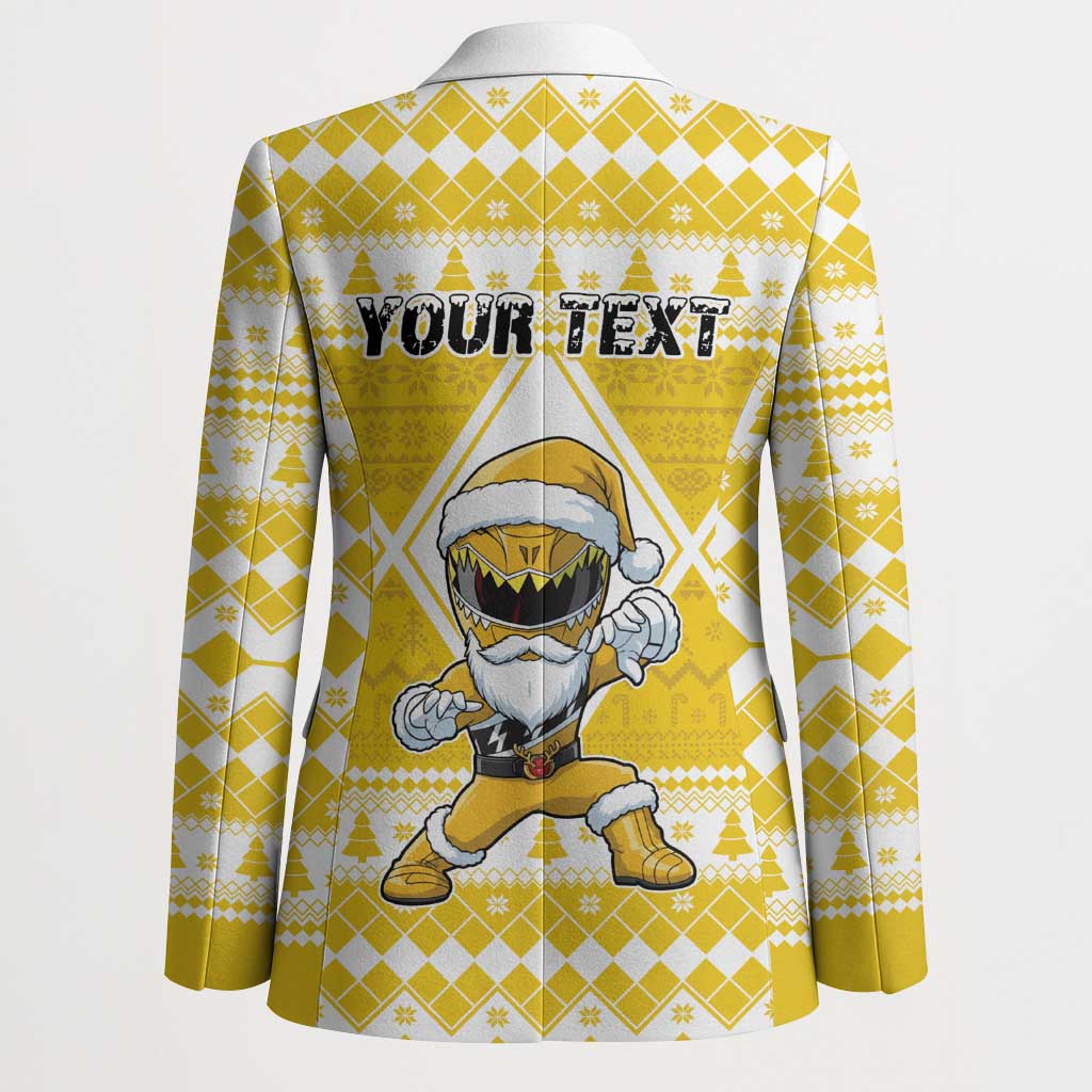Personalized Power Yellow Ranger Santa Claus Blazer Funny Christmas - Wonder Print Shop