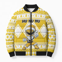 Personalized Power Yellow Ranger Santa Claus Bomber Puffer Jacket Funny Christmas - Wonder Print Shop