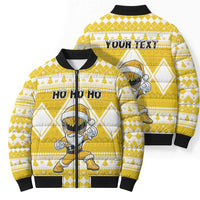 Personalized Power Yellow Ranger Santa Claus Bomber Puffer Jacket Funny Christmas - Wonder Print Shop
