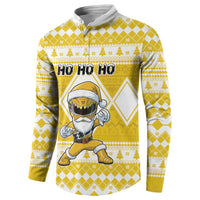 Personalized Power Yellow Ranger Santa Claus Button Sweatshirt Funny Christmas - Wonder Print Shop