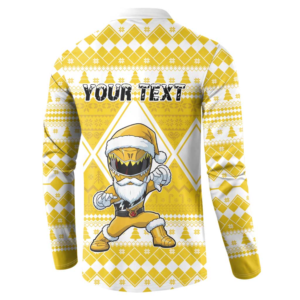 Personalized Power Yellow Ranger Santa Claus Button Sweatshirt Funny Christmas - Wonder Print Shop