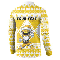 Personalized Power Yellow Ranger Santa Claus Button Sweatshirt Funny Christmas - Wonder Print Shop