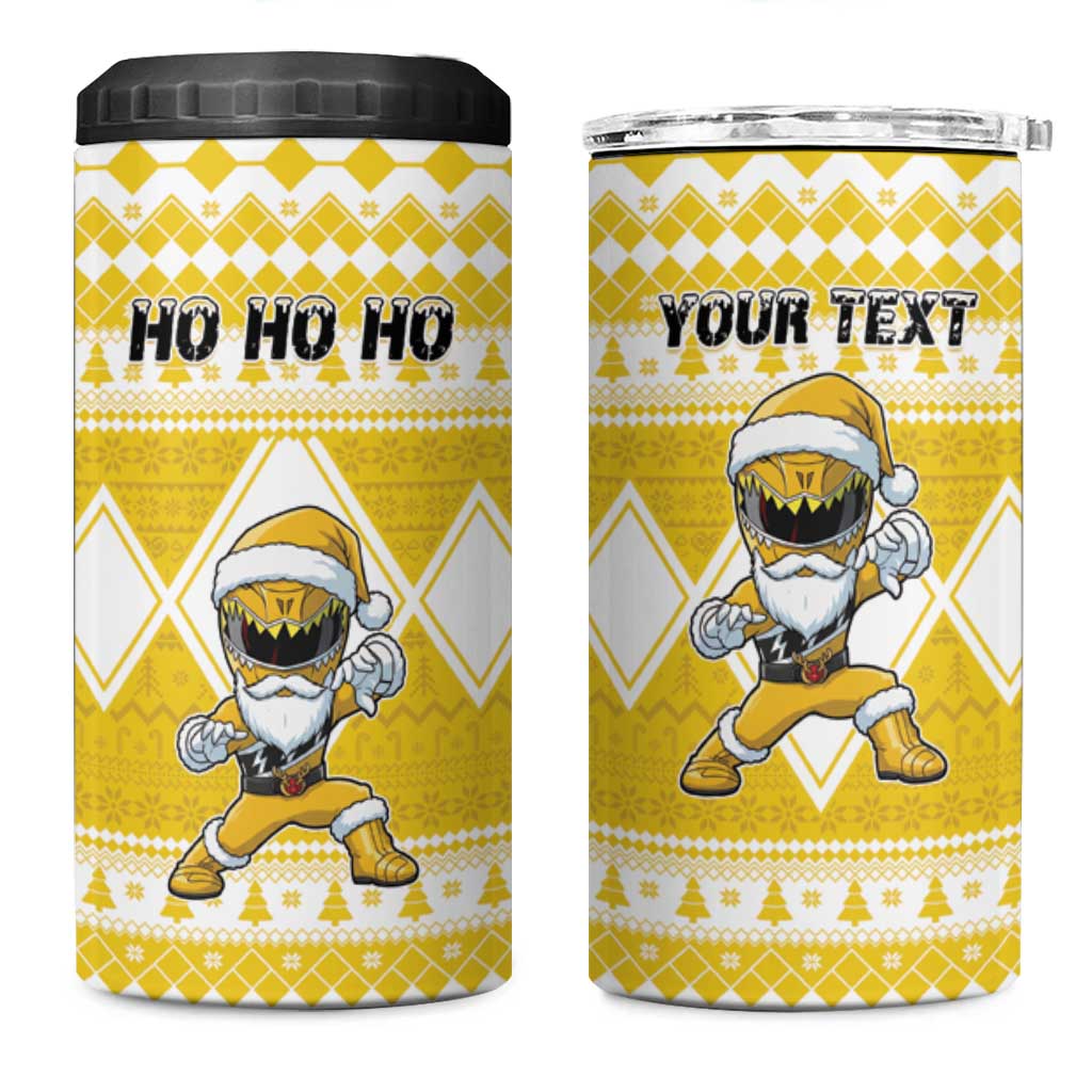 Personalized Power Yellow Ranger Santa Claus 4 in 1 Can Cooler Tumbler Funny Christmas - Wonder Print Shop