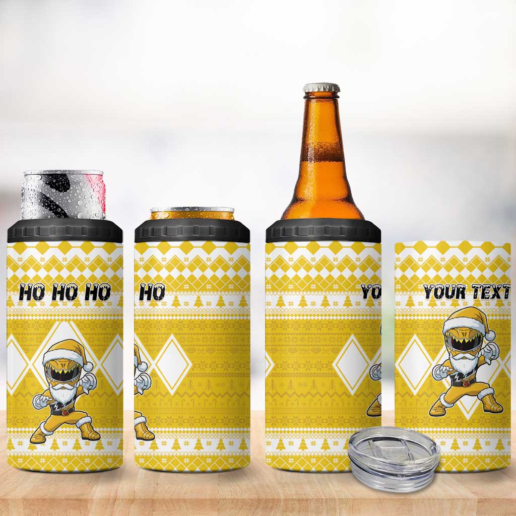 Personalized Power Yellow Ranger Santa Claus 4 in 1 Can Cooler Tumbler Funny Christmas - Wonder Print Shop