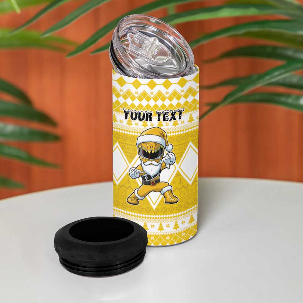 Personalized Power Yellow Ranger Santa Claus 4 in 1 Can Cooler Tumbler Funny Christmas - Wonder Print Shop