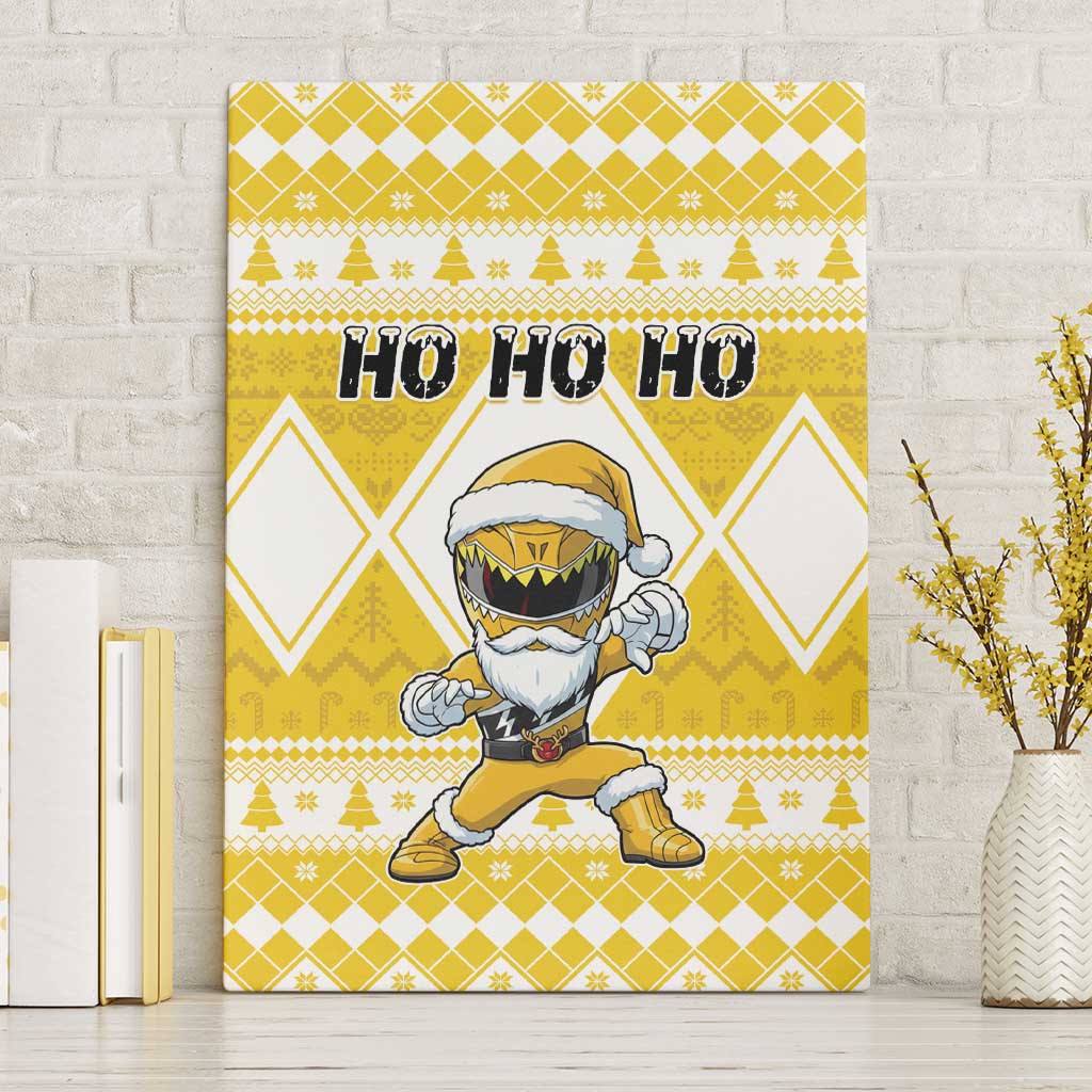 Power Yellow Ranger Santa Claus Canvas Wall Art Funny Christmas - Wonder Print Shop