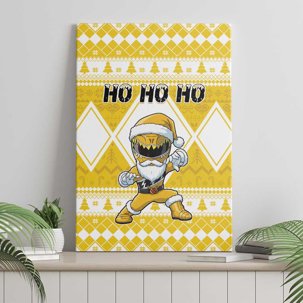 Power Yellow Ranger Santa Claus Canvas Wall Art Funny Christmas - Wonder Print Shop