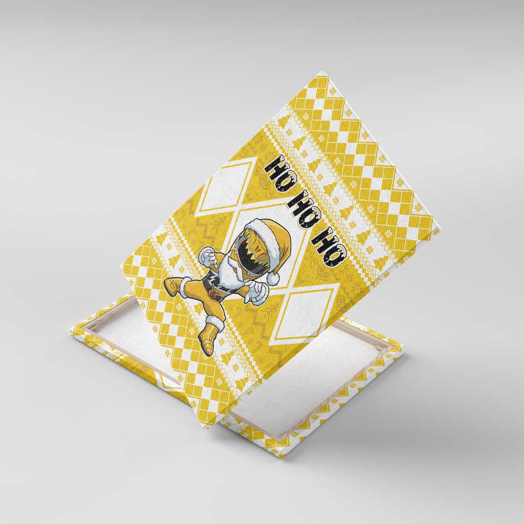 Power Yellow Ranger Santa Claus Canvas Wall Art Funny Christmas - Wonder Print Shop