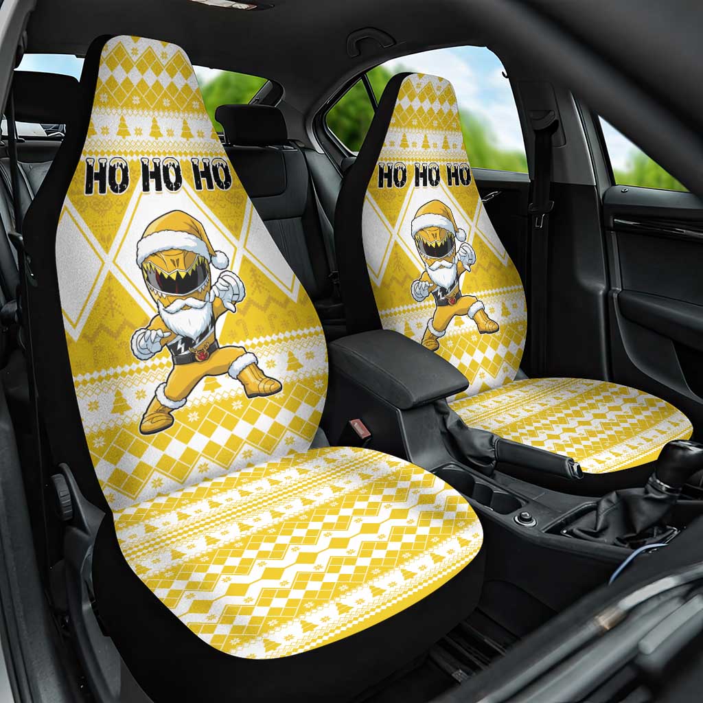 Power Yellow Ranger Santa Claus Car Seat Cover Funny Christmas - Wonder Print Shop