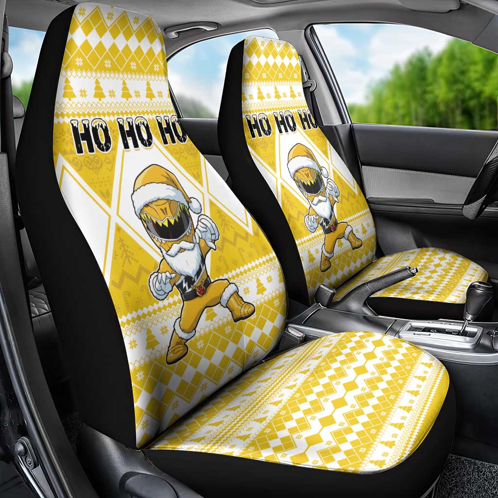 Power Yellow Ranger Santa Claus Car Seat Cover Funny Christmas - Wonder Print Shop