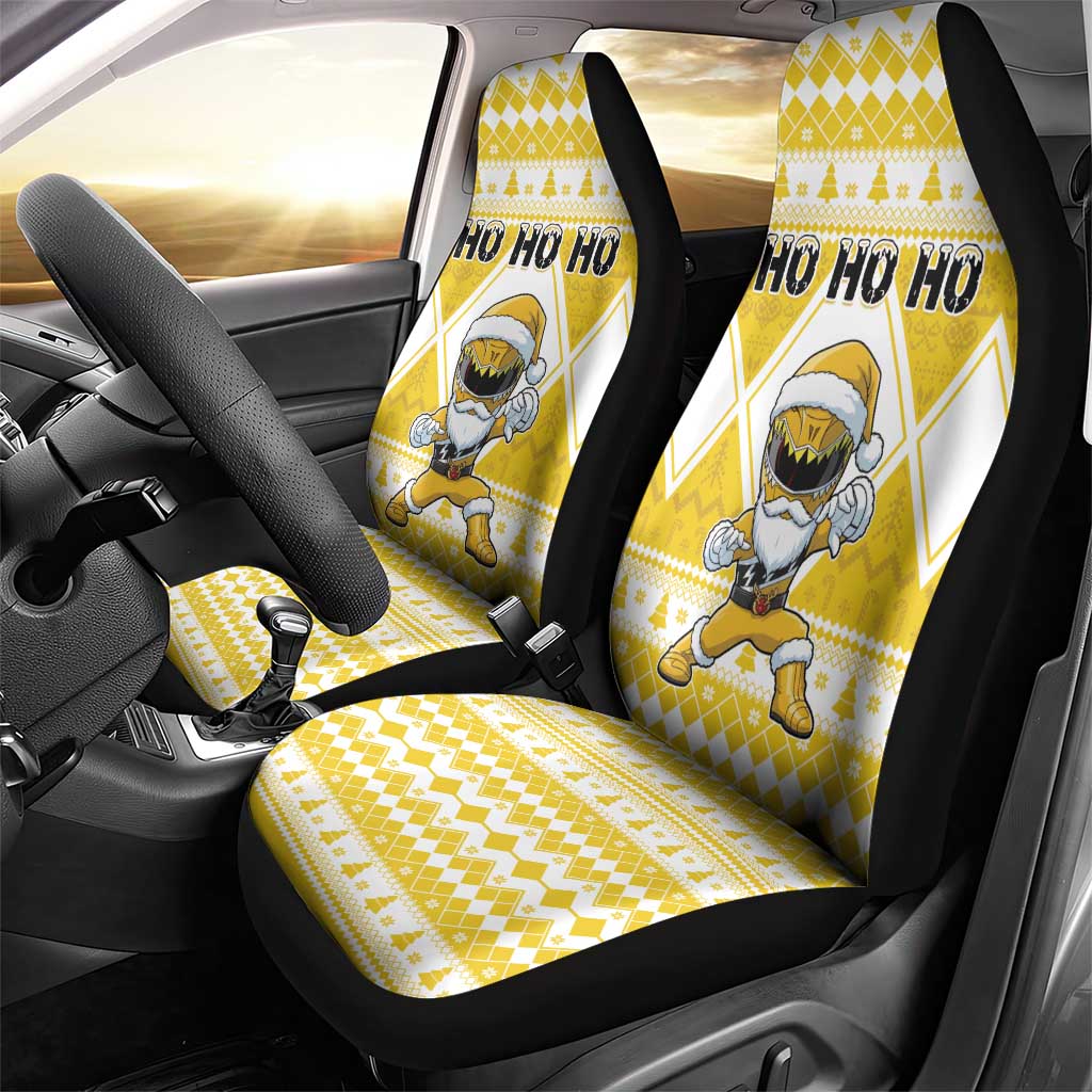 Power Yellow Ranger Santa Claus Car Seat Cover Funny Christmas - Wonder Print Shop