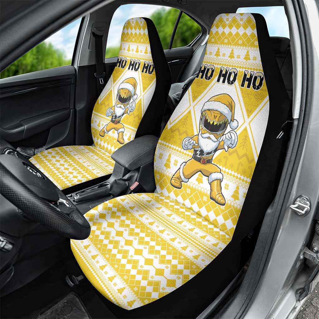 Power Yellow Ranger Santa Claus Car Seat Cover Funny Christmas - Wonder Print Shop
