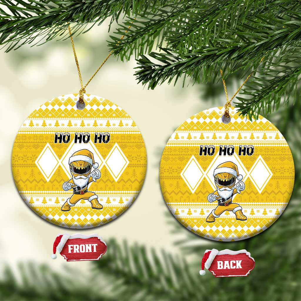 Power Yellow Ranger Santa Claus Ceramic Ornament Funny Christmas - Wonder Print Shop