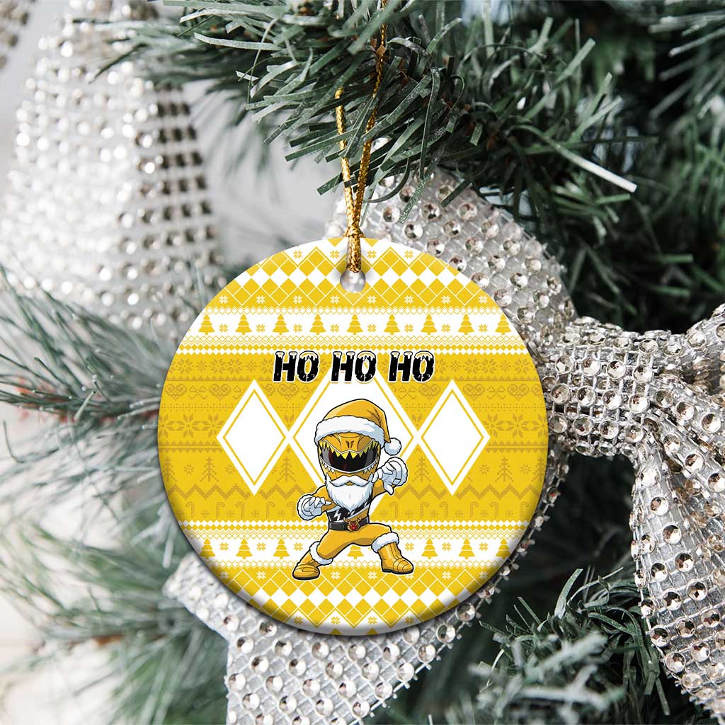 Power Yellow Ranger Santa Claus Ceramic Ornament Funny Christmas - Wonder Print Shop