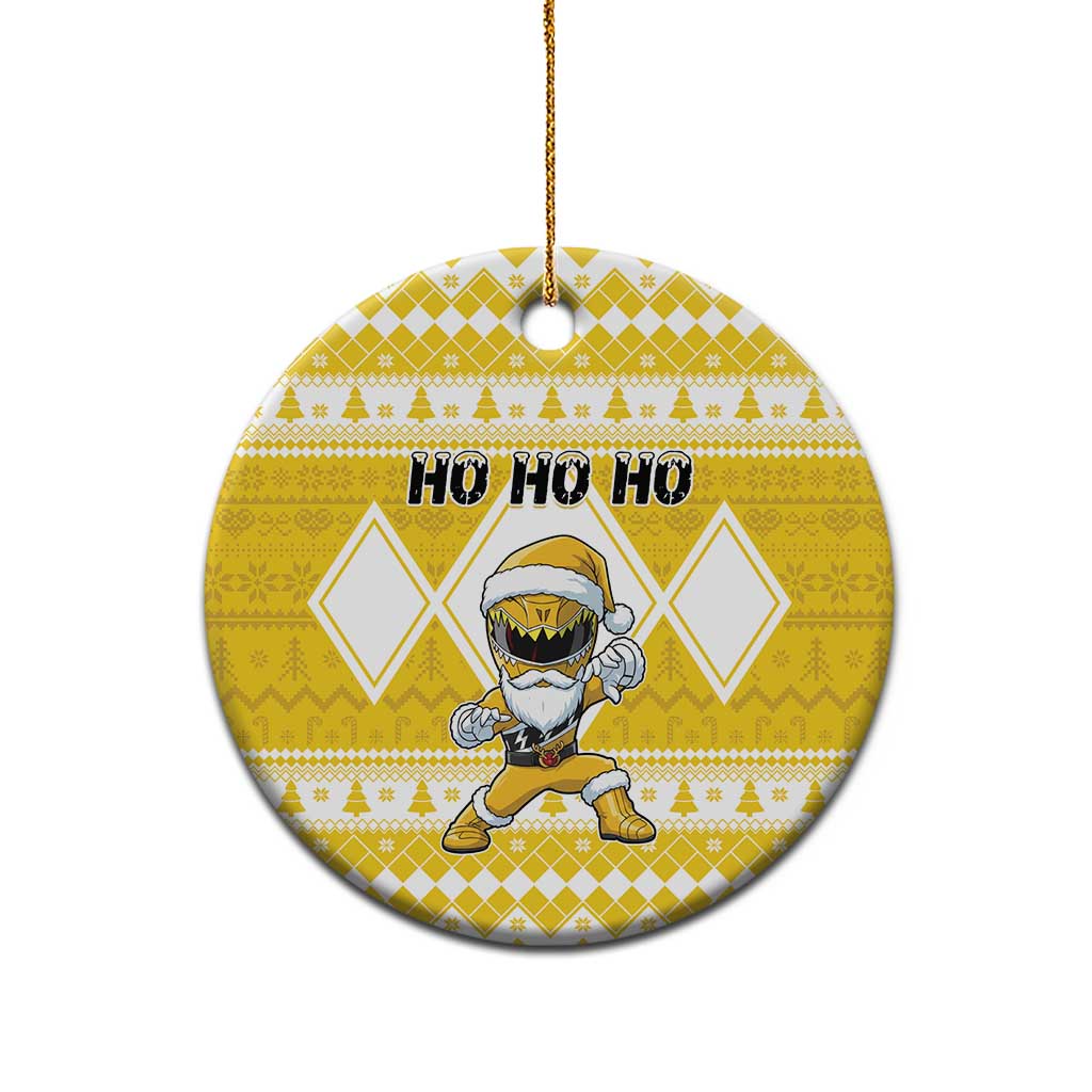 Power Yellow Ranger Santa Claus Ceramic Ornament Funny Christmas - Wonder Print Shop