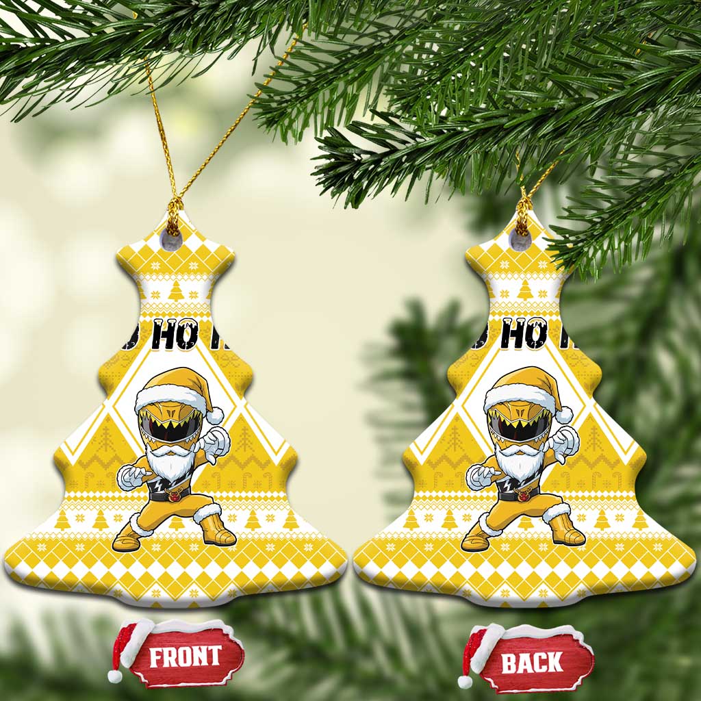 Power Yellow Ranger Santa Claus Ceramic Ornament Funny Christmas - Wonder Print Shop