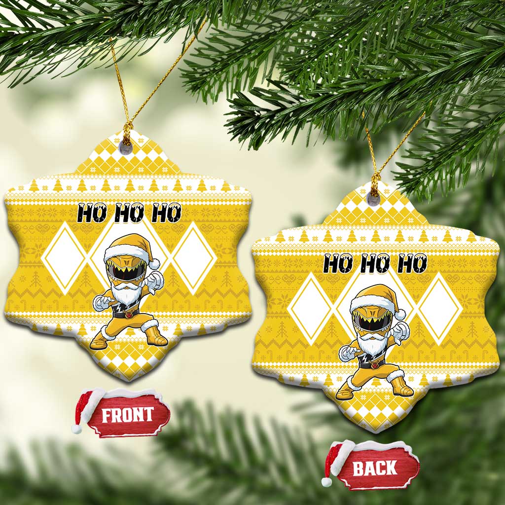 Power Yellow Ranger Santa Claus Ceramic Ornament Funny Christmas - Wonder Print Shop