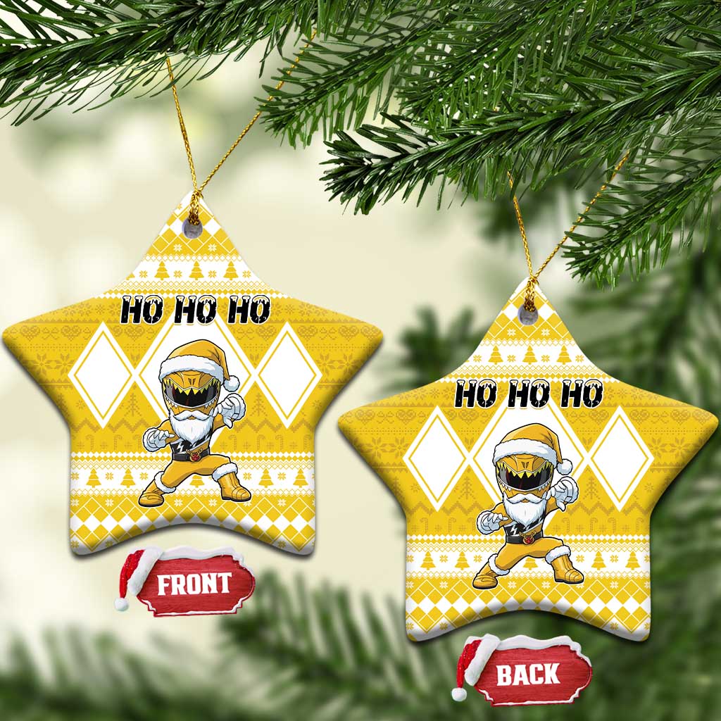 Power Yellow Ranger Santa Claus Ceramic Ornament Funny Christmas - Wonder Print Shop