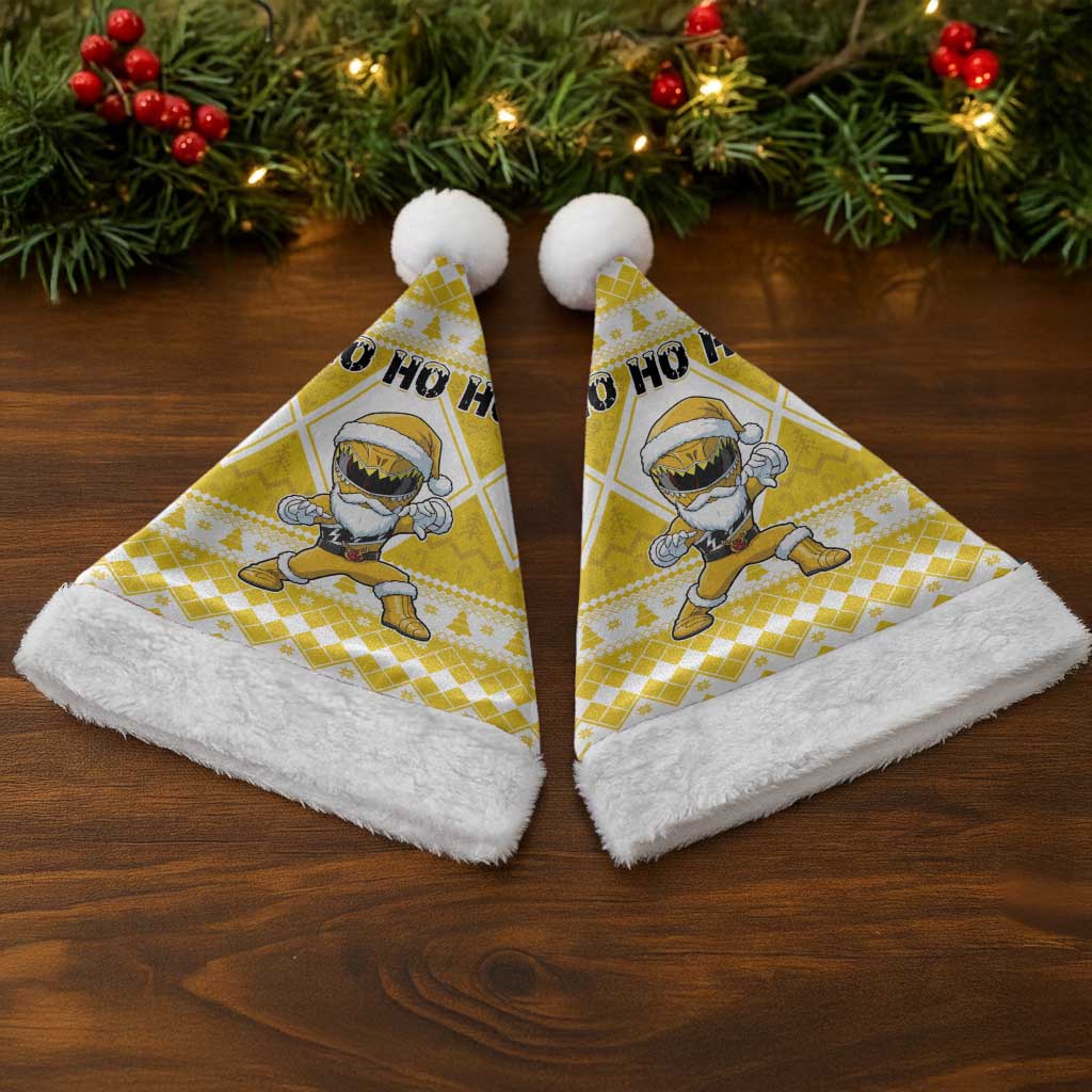 Power Yellow Ranger Santa Claus Christmas Santa Hat Funny Christmas - Wonder Print Shop