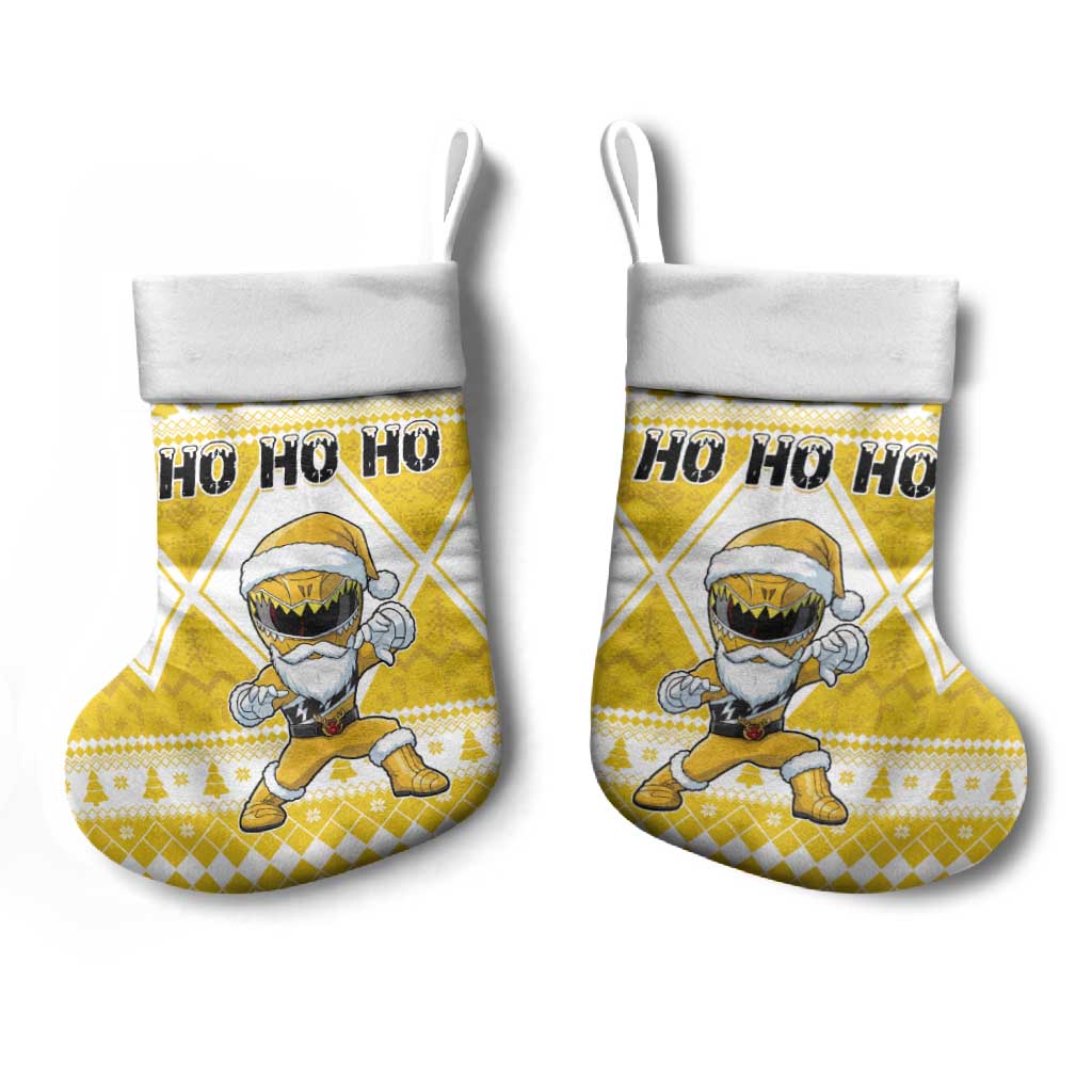 Power Yellow Ranger Santa Claus Christmas Stocking Funny Christmas - Wonder Print Shop