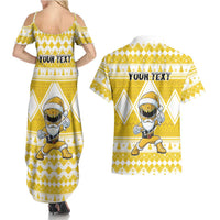 Personalized Power Yellow Ranger Santa Claus Couples Matching Summer Maxi Dress and Hawaiian Shirt Funny Christmas - Wonder Print Shop