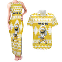 Personalized Power Yellow Ranger Santa Claus Couples Matching Tank Maxi Dress and Hawaiian Shirt Funny Christmas - Wonder Print Shop