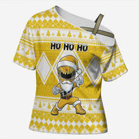 Personalized Power Yellow Ranger Santa Claus Cross Shoulder Shirt Funny Christmas - Wonder Print Shop