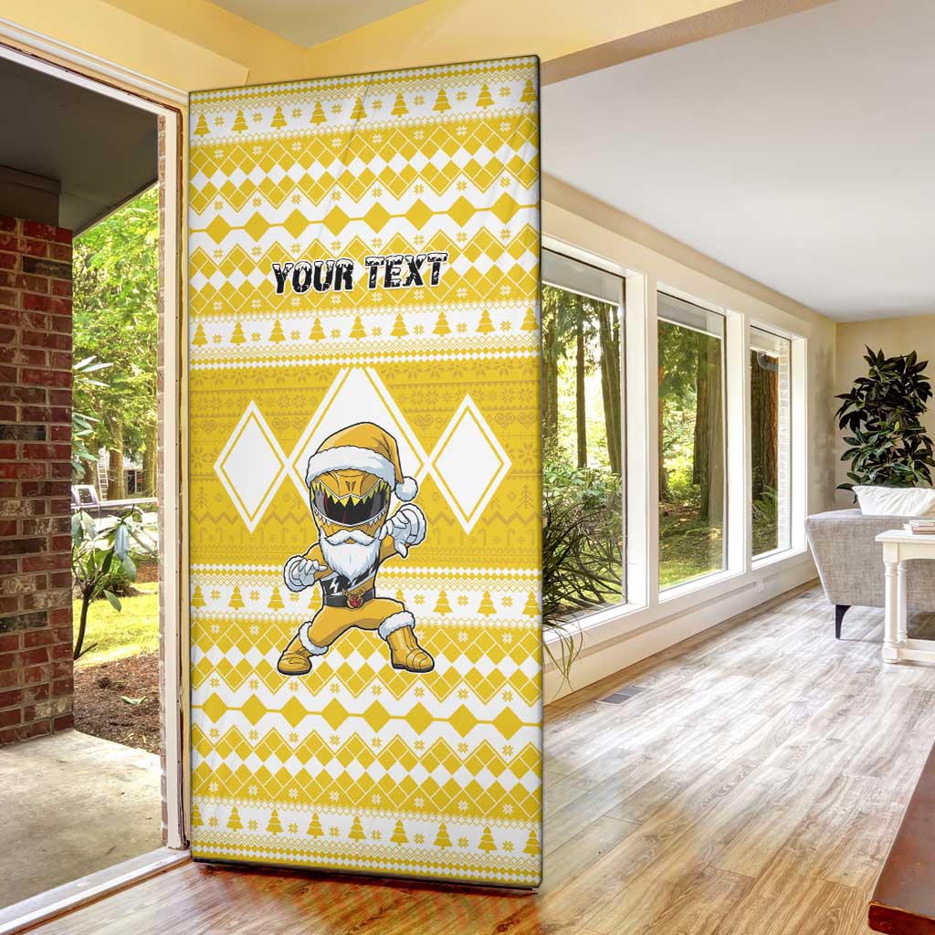 Personalized Power Yellow Ranger Santa Claus Door Cover Funny Christmas - Wonder Print Shop