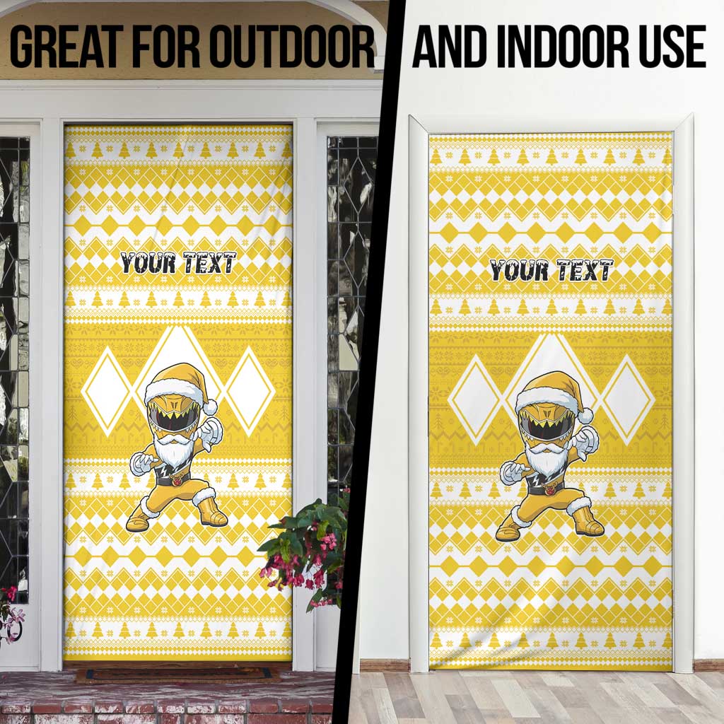 Personalized Power Yellow Ranger Santa Claus Door Cover Funny Christmas - Wonder Print Shop