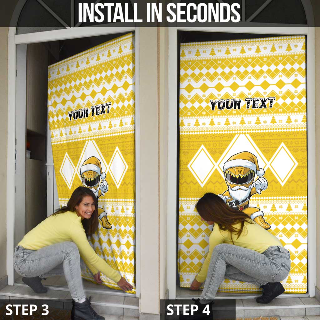 Personalized Power Yellow Ranger Santa Claus Door Cover Funny Christmas - Wonder Print Shop