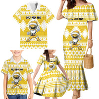 Personalized Power Yellow Ranger Santa Claus Family Matching Mermaid Dress and Hawaiian Shirt Funny Christmas - Wonder Print Shop