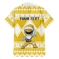 Personalized Power Yellow Ranger Santa Claus Family Matching Mermaid Dress and Hawaiian Shirt Funny Christmas - Wonder Print Shop