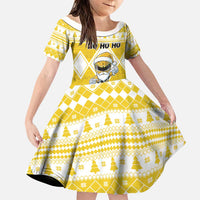 Personalized Power Yellow Ranger Santa Claus Family Matching Off Shoulder Short Dress and Hawaiian Shirt Funny Christmas - Wonder Print Shop