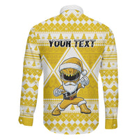 Personalized Power Yellow Ranger Santa Claus Family Matching Off Shoulder Short Dress and Hawaiian Shirt Funny Christmas - Wonder Print Shop