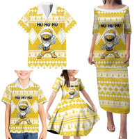 Personalized Power Yellow Ranger Santa Claus Family Matching Puletasi and Hawaiian Shirt Funny Christmas - Wonder Print Shop
