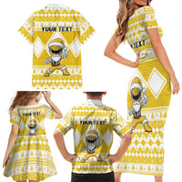 Personalized Power Yellow Ranger Santa Claus Family Matching Short Sleeve Bodycon Dress and Hawaiian Shirt Funny Christmas - Wonder Print Shop